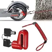 Disc Brake Lock for Electric Scooter, Motorcycle, Bike, Universal Steel Wire Lock Disc Brake Wheel Lock Set with Reminder Rope, Red (Red)