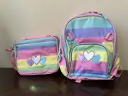 Pottery Barn Kids Fairfax Pink Rainbow Small Backpack and Lunchbox