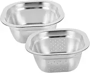 2-Pack Fruit Strainer Drain Basket Sink Mesh Strainer Bowl Set for Washing Fine Mesh Rice for Kitchen