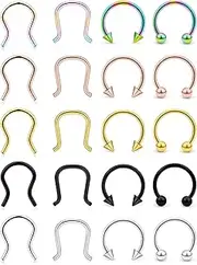 [SCERRING] 316L Surgical Steel 10mm U-Shaped Horseshoe Nose Ring Septum Piercing Hanger Retainer 16g 14g 12g 12PCS