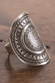 Sterling Silver Aztec Circulo Ring--NAJ-R2446
