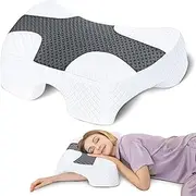 SAHEYER Side Sleeper Pillow with Arm Hole, Memory Foam Pillow for Neck and Shoulder Pain Relif, Multi-Angle Armholes Pillow for Many Sleeping Positions, Ergonomic Support Pillow (Gray)