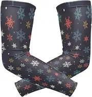 [voucong] Merry Christmas Black Cooling Arm Sleeves (1 Pair), UV Sun Protection Compression Sleeve for Adult Adult Basketball Golf, M, Merry Christmas Black