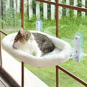 TARODEA Cordless Cat Window Perch, Cats Hammock for Wall with 4 Strong Suction Cups, Solid Metal Frame and Two Replaceable Covers, Foldable Cat Beds for Indoor Cats (White, Large)