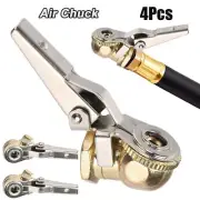 1/4" Inflator Air Chuck Closed Flow Tire Chuck w/ Lock On Clip Heavy Duty 4 Pack