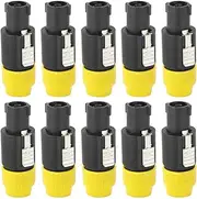 SustVita 10PCS Speaker Plug Adapter, C - NL4FC Speakon Cable Connector, Weatherproof 4 Pin Audio Connector for Enhanced Sound Performance (Yellow)