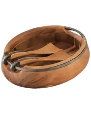 Namb Anvil Oval Wood Salad Bowl With Servers