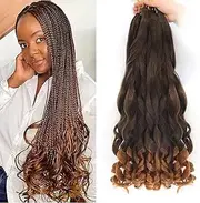 French Curly Braiding Hair for Box Braids 6 Packs 16 Inch Deep Wave Braiding Hair Crochet Braids Curly Synthetic Spiral Curl Silky Braiding Hair Extensions