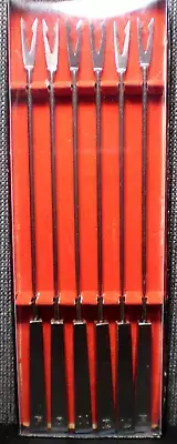 FONDUE FORK SET 6 Stainless Steel Handle Skewers 10" Long, NIB!*
