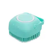 Pet Massage Bath Brush Dispenser Silicone Scrubber Wash Tool For Dog Cat Shampoo - 2PC - Blue