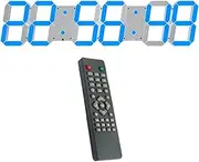 27 Inch 3D LED Digital Wall Clock, Remote Control, 8-Level Brightness, Auto Dimmer, Alarm, Calendar, Thermometer, for Industrial Warehouse Gym (Color : Blue)