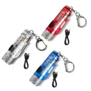Efficient USB Rechargeable Keychain Torch Small Lightweight Flashlight Keyring