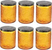 DECORNIJIA 6pcs Embossed Glass Candle Jars DIY Candle Making Containers Durable and Safe for High Temperatures for Crafts and Home
