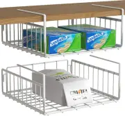Under Shelf Basket, White - 2 Pack