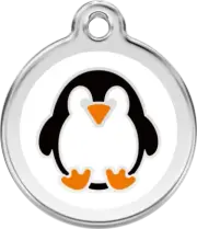 Red Dingo Penguin White Tag - Lifetime Guarantee - Cat, Dog, Pet ID Tag Engraved