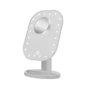 Supperstore Desktop Single-sided Makeup Mirror with 10 Times Magnification Beauty Makeup Mirror LED with Light Emitting Mirror-White