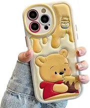 [NATEROSO] Compatible with iPhone 14 Pro Max Cute Case, Kawaii Phone Case TPU Leather Cute Bear Cartoon case Soft Rubber Shockproof Protective for iPhone 14 Pro Max Case Cover for Women Girls