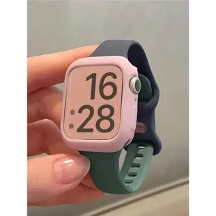 適用Apple watch表帶撞色硅膠蝴蝶扣運動iwatch87654321代SE女新