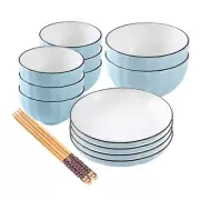 Blue Ceramic Dinnerware Set Of 12