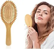 YIXIAMEDIA Wooden Hair Brush with Air Cushion Combs for Scalp Massage Anti-static, No Hair Tangle