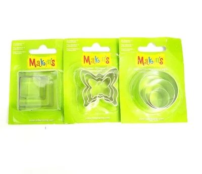 Makin's Clay Cutters 3/Pack / 3 assorted shapes/ Butterfly, square, round
