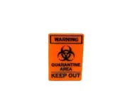 Dolls House Quarantine Area Sign Warning Keep Out Orange 1:12 Scale Accessory