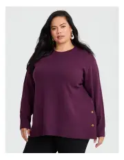 [Taking Shape] Soft Touch Button Jumper in Merlot