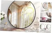 Black Round Bathroom Mirror for Wall 30 inch Circle Mirror with Simple Metal