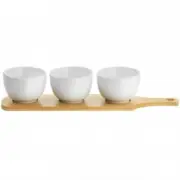 Gibson Elite Gracious Dining 4 Piece Fine Ceramic Tidbit Bowl Set With Base In