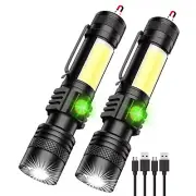 Rechargeable Flashlight Super Bright LED Flashlight with COB sidelight Zoom