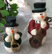 MIDWEST - EDDIE WALKER - SET OF 2 MUSICIAN SNOWMEN - SAX AND BASS