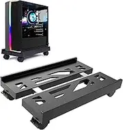 Eymobad CPU Stand for PC, Computer Holder, PC Holder Under Desk, Adjustable CPU Stand with 4 Wheels Under Desk Desktop Computer Tower Holder - Black