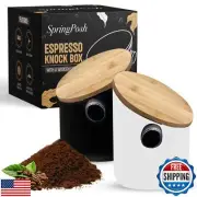 SpringPosh Knock Box with Premium Maple Wood Lid for Coffee and Espresso Grou