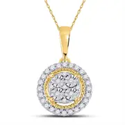 10k Yellow Gold Round Diamond Fashion Cluster Pendant 1/10 Cttw