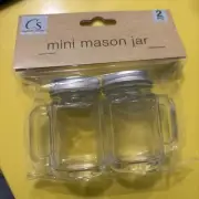 Set Of Small Mason Jars With Handles Glass 3oz $5 /OBO