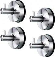 YOHOM Suction Cup Towel Hooks Bathroom Shower Towel Rack Holder Kitchen Door Wall Hanger Vacuum Hook for Coat Robe Loofah Bathroom Accessory Storage Heavy Duty No Drill Brushed Stainless Steel 4Pcs