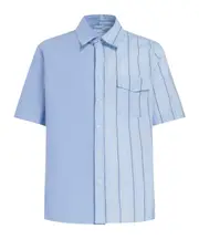 Light blue bio poplin half-and-half shirt IT52,IT44,IT46 Blue