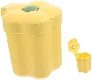 ANDRESLAD Storage Dust Basket Used Tea Bag Holder Bucket Trash Can Kitchen Mini Bin Tea Bag Bin Desktop Waste Bin Trash Can with Lid Dustpan Storage Refill Trash Bin Yellow Plastic