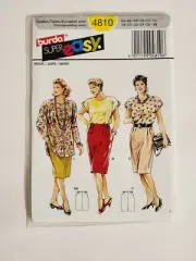 Burda 4810 Womens Knee Length Skirt, Sz 18 - 28 Sewing Pattern