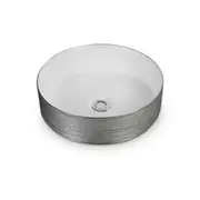 355*355*115mm Poseidon PA3636 Gloss White And Silky Silver Ceramic Round Above Counter Basin