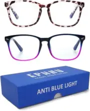 Blue Light Blocking Glasses 2pk Non Prescription - Gradient Purple & Leopard