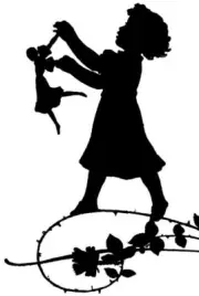 Vintage Girl w/ Doll Silhouette Counted Cross-Stitch Pattern Needlepoint