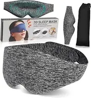 FRCOLOR Sleep Eye Mask with Strap Soft Breathable Light Blocking Eye Cover for Sleeping Travel and Meditation Comfortable Eye Shades for All Head Grey with Storage
