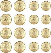 16-Piece Gold Metal Blazer Button Set, 2 Sizes for Blazers and Jackets