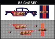 Hot Wheels (1/64), 55 Gasser "High Rise" Waterslide, Printed White First, Decals