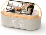 Bluetooth Speaker with Digital Alarm Clock, Wireless Charger, FM Clock Radio, Ad