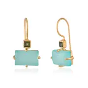 Amara Earrings in Sterling Silver with Aqua Chalcedony - Shiny Finish Earrings in Australia