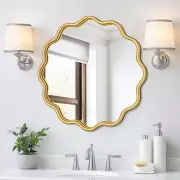 Gold round Mirror 20 Inch Wavy Bathroom Vanity Mirror Gold Frame Modern Wall Mir