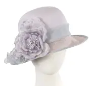 Light Blue cloche bucket spring racing ladies fashion hat by Max Alexander.