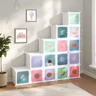 For Kids Cube Storage Cabinet 15 Cubes White Organizer Shelves Playroom